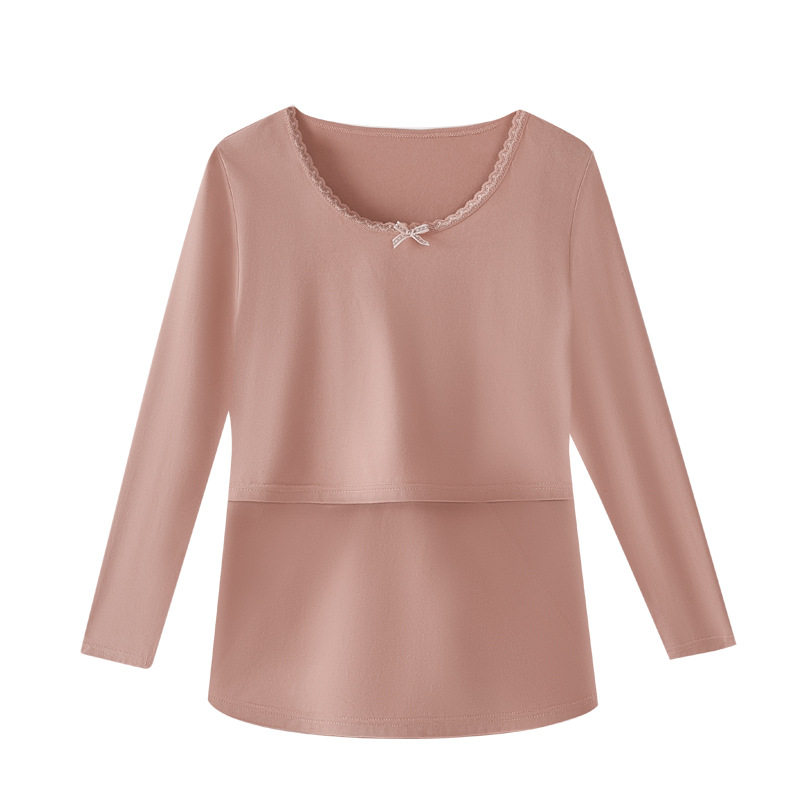 Pure Cotton Maternity Autumn and Winter Thermal Underwear Set for Pregnancy and Postpartum Nursing Sleepwear