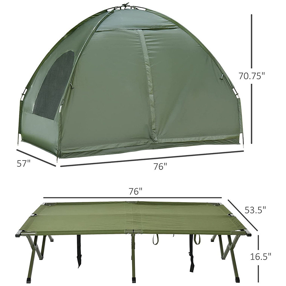 Outdoor Mountain Camping Style Off-The-Ground Tent Military Green Camp Bed Tent 4-in-1 Camping Style Multi-Functional Tent Manufacturer Customization