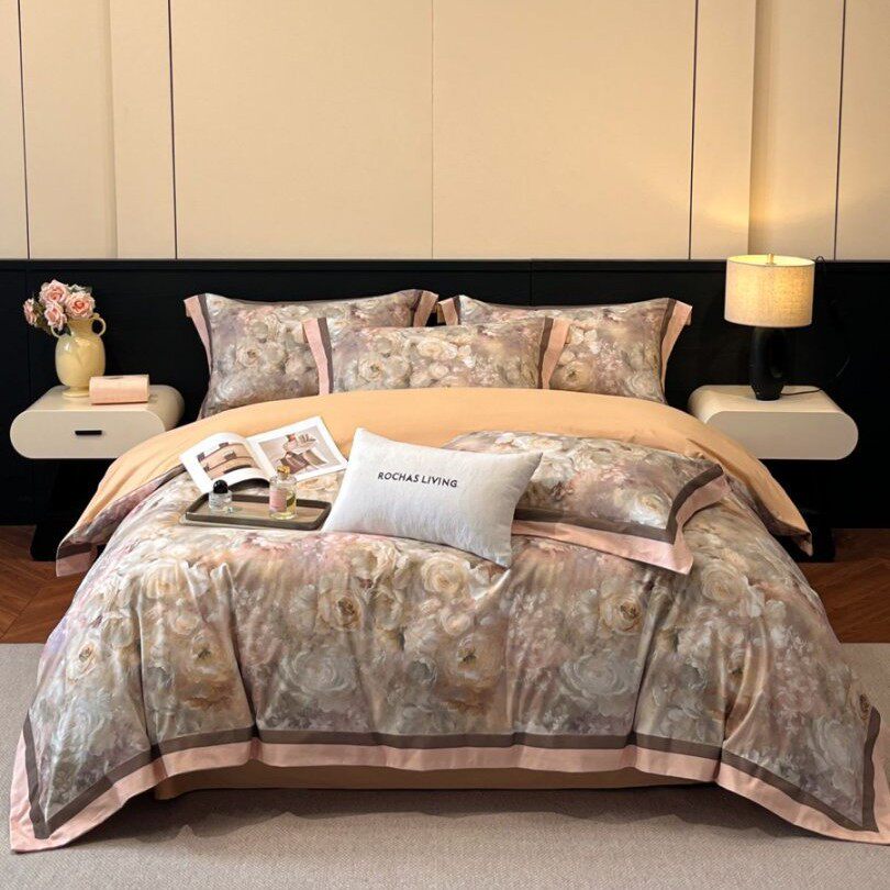 Cotton Digital Reactive Printed Bed Bed Sheetss Brushed Four-Piece Set Single Double 100% Cotton Pure Cotton Dormitory Group Purchase Wholesale