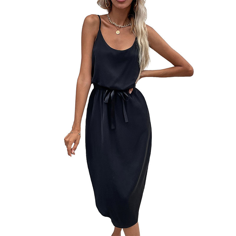 Summer Womens Solid Color Bodycon Dress with Slit Sleeveless Stylish Comfortable Perfect for Parties or Casual