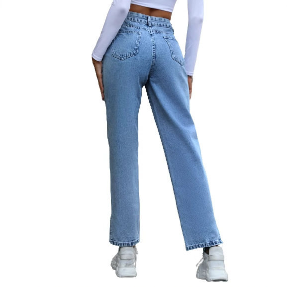 High Waisted Straight Leg Jeans for Women Trendy Style Versatile Design Comfortable Fit Wholesale Availability