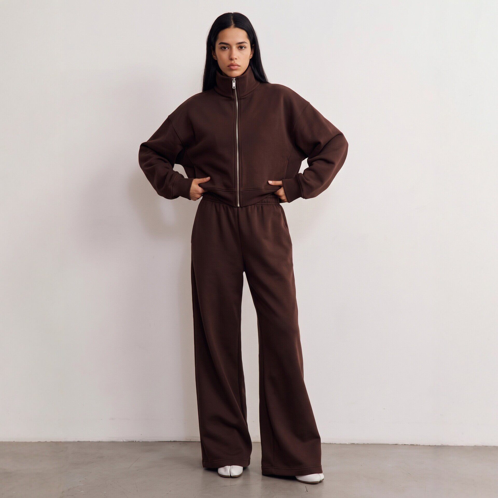 Womens Casual Zip Up Jacket and Jogger Set Loose Fit Drawstring Cuffs Comfortable Fabric Ideal for Sports and