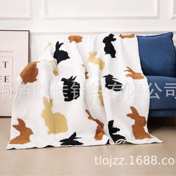 Christmas Rabbit Cross-Border Half Velvet Knitted Blanket Sofa Office Nap Blanket Four Seasons Blanket Cover Blanket Decorative Blanket