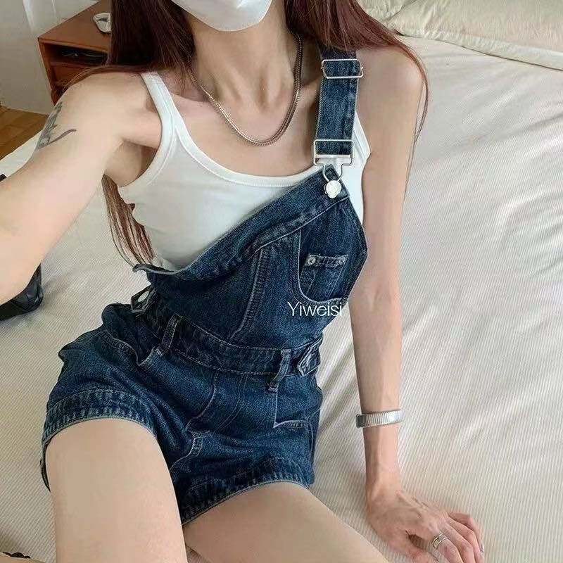 Womens Summer Denim Overalls Asymmetrical One Shoulder Design Loose Fit Trendy Style Casual Wear Wholesale