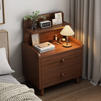 Bedside table simple modern solid wood leg storage cabinet small simple bedroom home new bedside storage rack