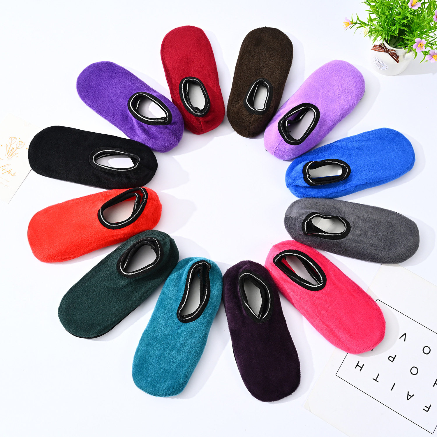 秋冬加绒加厚地板袜女士纯色不倒绒成人儿童防滑地毯袜套厂家批发