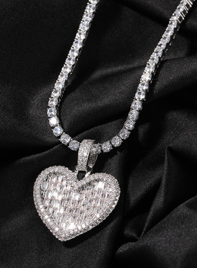 镶锆石吊坠镶锆石爱心吊坠嘻哈