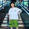 Cotton Short-sleeved T-shirt Boys and Girls Summer New Children's Wear Hip-hop Street Dance Fashion Brand Summer Middle and Big Children's Top Fashion T