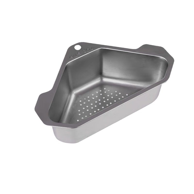 Kitchen Sink Stainless Steel Drain Basket Sink Leftover Filter Net Triangle Storage Rack Vegetable Washing Fruit Hanging Basket