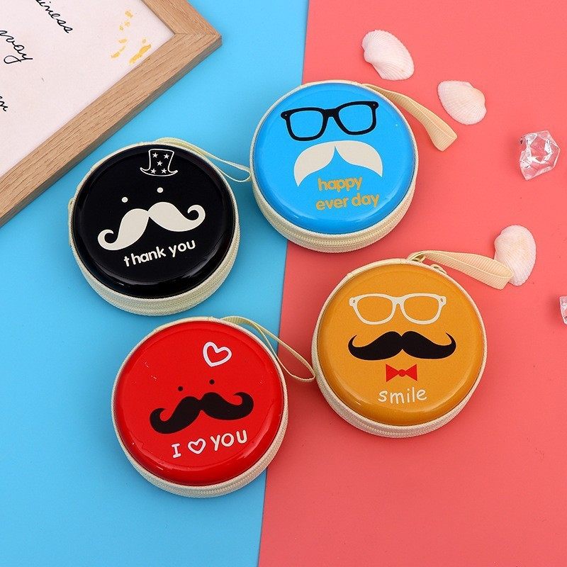 Creative tinplate coin purse cartoon mini round earphone zipper bag portable coin children gift bag wholesale