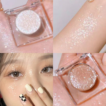Cowherd Monochrome Eye Shadow Highlight Sleeping Silkworm Fine Flash Pearlescent Sequins Natural Brightening Weaving Girl Color Flat for Portable Cheap Women