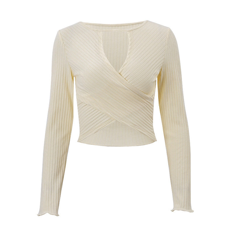 Womens Long Sleeve Cropped Top Hollow Out Design Ribbed Fabric Sexy Style Perfect for Fall Fashion Wholesale