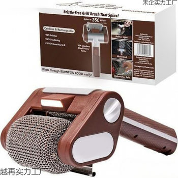 Cross-Border Rechargeable Stainless Steel Roller Barbecue Brush with Light and Brushless Hair Removal Special Food Grade Cleaning Brush