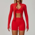 7790 bra + 7790 shorts + 7725 jacket (three-piece set) - bright red