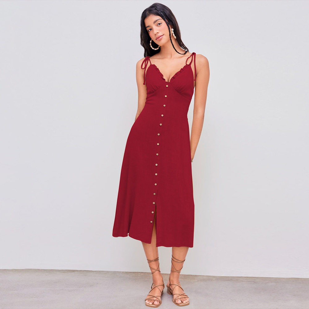 French Style Slim Fit Dress V Neck Summer Fashion Elegant Design Perfect for Parties or Casual Outings Wholesale