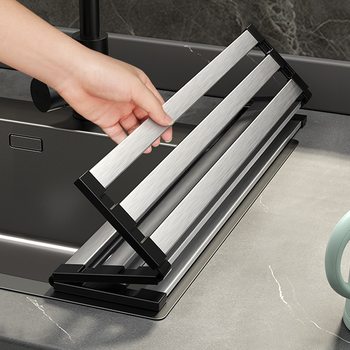 304 Stainless Steel Kitchen Sink Drain Rack Sink Dish Storage Rack Dish Rack Foldable Telescopic Drain Basket