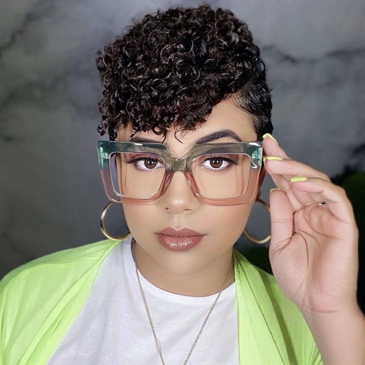 European and American fashion glasses frame square large frame simple flat mirror anti-blue cross-border ins concave shape glasses frame for women