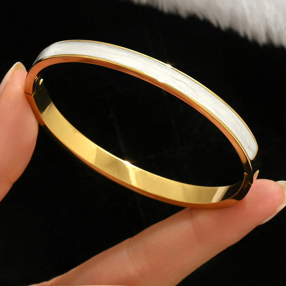 欧美热卖时尚不锈钢金色手镯不易褪色18K不锈钢首饰gold bangles