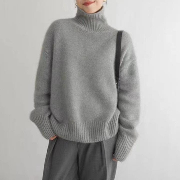 Chunky Turtleneck Sweater Thick Knit Loose Fit Solid Color Autumn Winter Casual Wear Wholesale Available