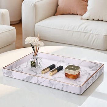 High-End Storage Tray European Normcore Design Gold-Rimmed Tray Suitable for Light Luxury Storage Fruit Tray in Restaurant, Hotel and Living Room
