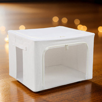 Paisiron High-Grade Cotton and Linen Mesh Window Breathable Storage Box 66 Liters Large Household Clothing Quilt Storage Box Wholesale