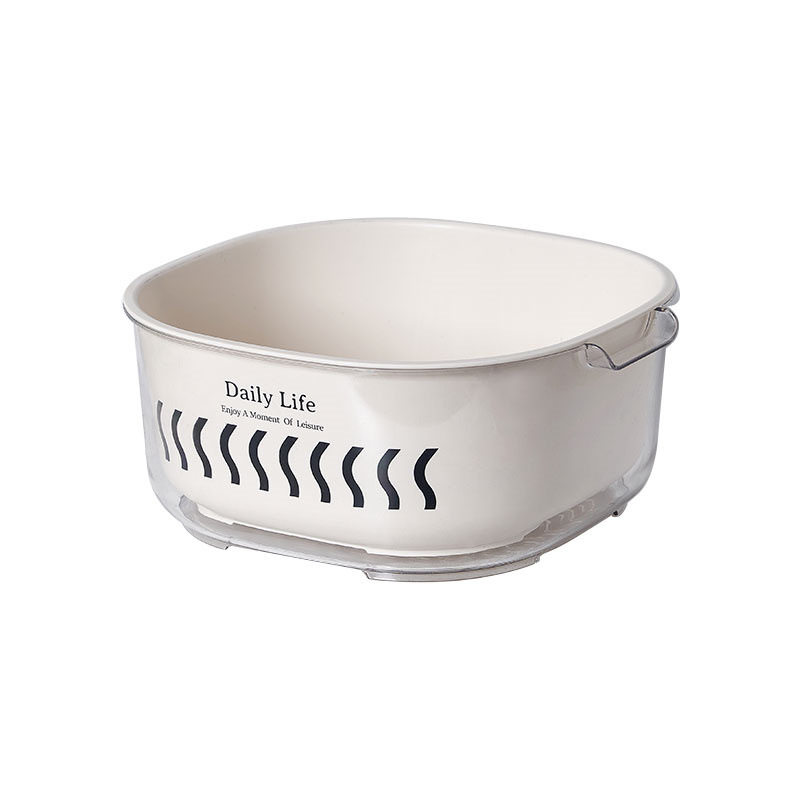 Vegetable Washing Basket Double-layer PET Transparent Draining Basket Household Kitchen Vegetable Basket Fruit Plate Multifunctional Washing Fruit Filter Basin