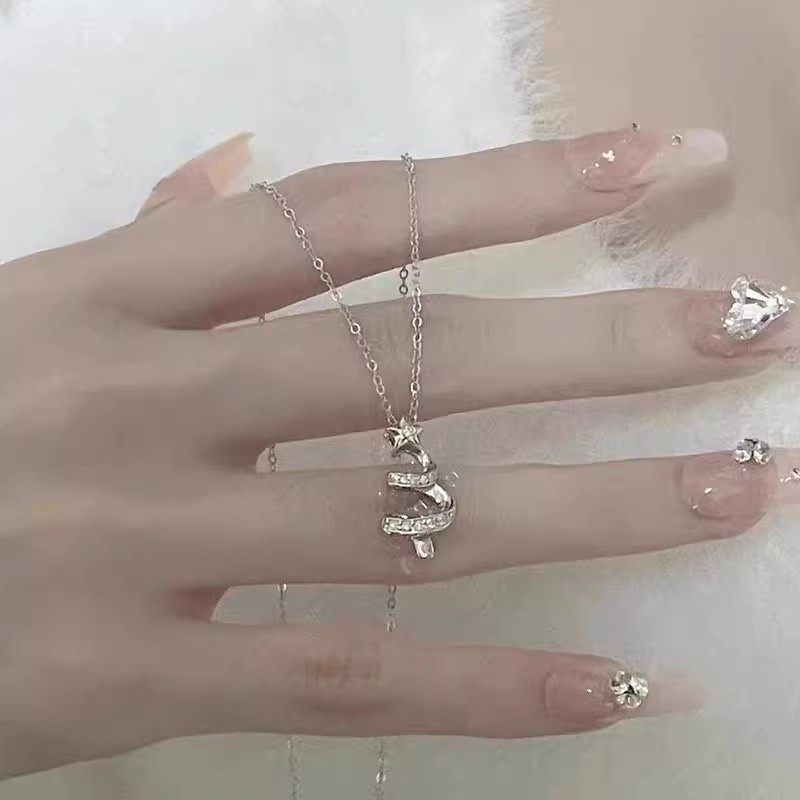 Titanium Steel Non-Fading Lucky Star Christmas Tree Necklace for Women Niche Exquisite Forest Style Small Fresh Ins Style Hot Selling Accessories
