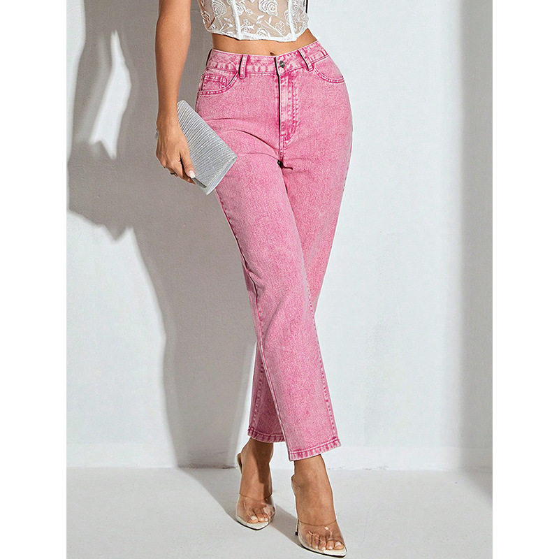 High Waisted Straight Leg Jeans Womens Fashion Casual Style European American Trends Wholesale Available