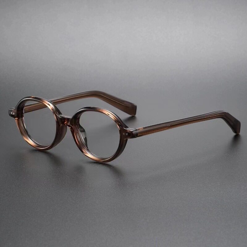 New Hong Kong style retro artistic myopia plate leg glasses frame men's and women's oval small frame plain glasses anti-blue light cross-border