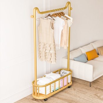 Simple Coat Rack Bedroom Floor-Standing Clothes Rack Room Removable Accessible Luxury Home Storage Basket Living Room Clothes Rack