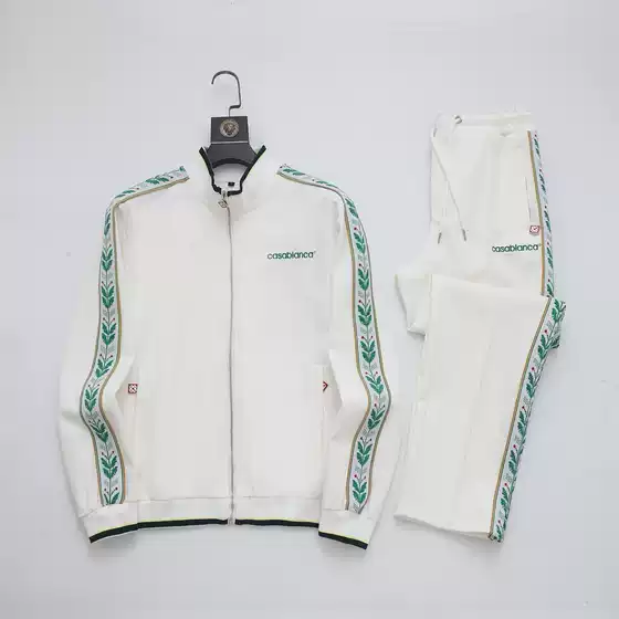 European and American Trendy Brand Casa New Men's Casual Sports Suit Long-Sleeved Cardigan Pants Letter Embroider High Version