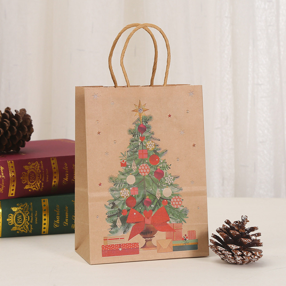 kraft paper bag wholesale simple shopping bag takeaway bag christmas printed tote bag party gift gift bag