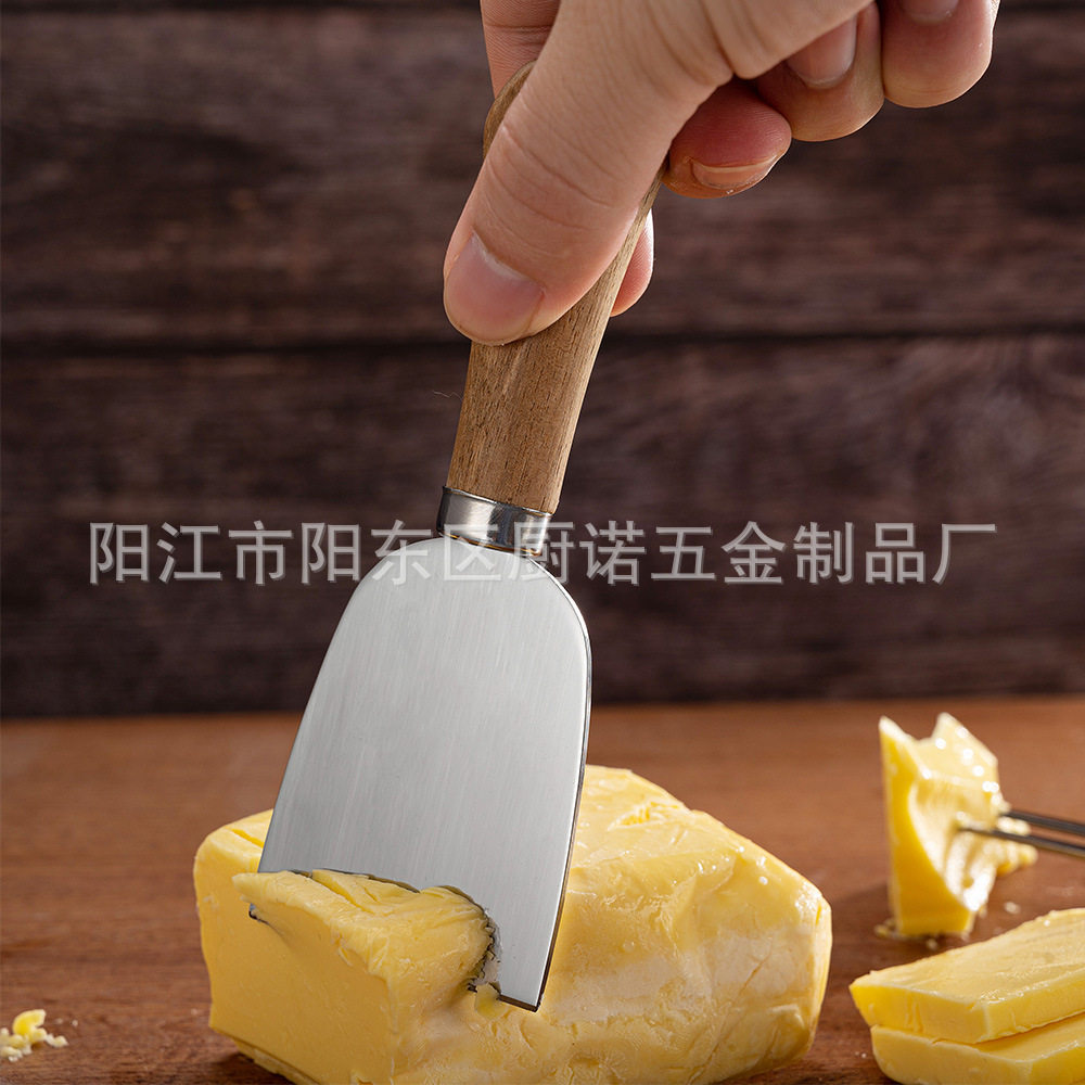 Kitchen Gadgets 4-Piece Set Stainless Steel Cheese Knife Butter Knife Butter Knife Acacia Wood Handle Cheese Knife
