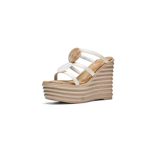 Sandal cao gót nữ quai ngang hở mũi đế xuồng 12 cm — [Trắng], [Đen]