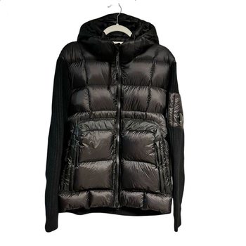 Cross-Border Winter Style. Knitted Splicing Wool down Jacket Men's Trendy Brand Hooded Zipper White Duck down Jacket