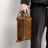 Genuine Leather Toiletry Bag, Multifunctional Travel Cosmetics Bag, First-Layer Cowhide Men's Clutch Bag, Large-Capacity Handbag, Crazy Horse Leather