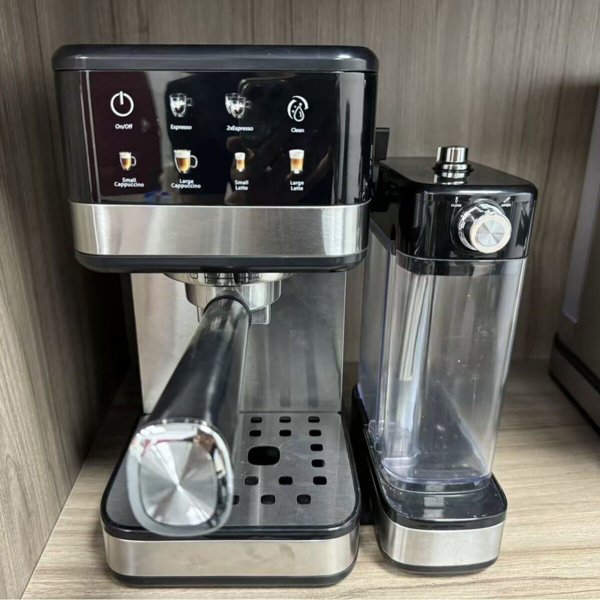 Stainless Steel Semi-Automatic Espresso Machine with Milk Tank Office Small Pump Pressure American Milk Coffee Machine Factory Cross-Border