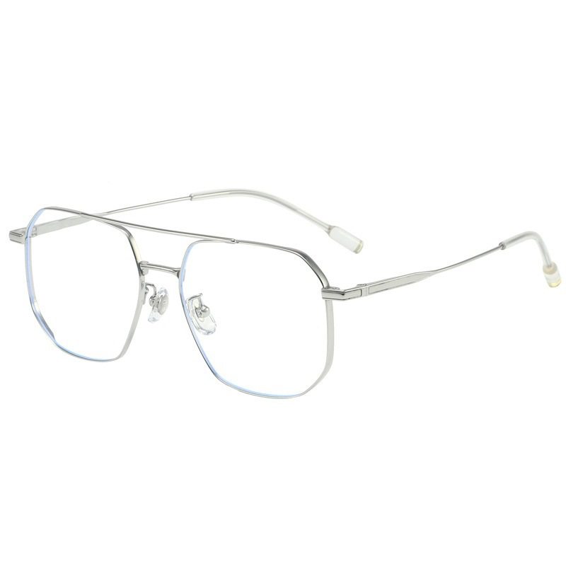 New Double Beam Glasses Frame Pilot's Anti-Blue Light Female Plain Face Big Face Showing Face Small Male Retro Myopic Glasses Frame