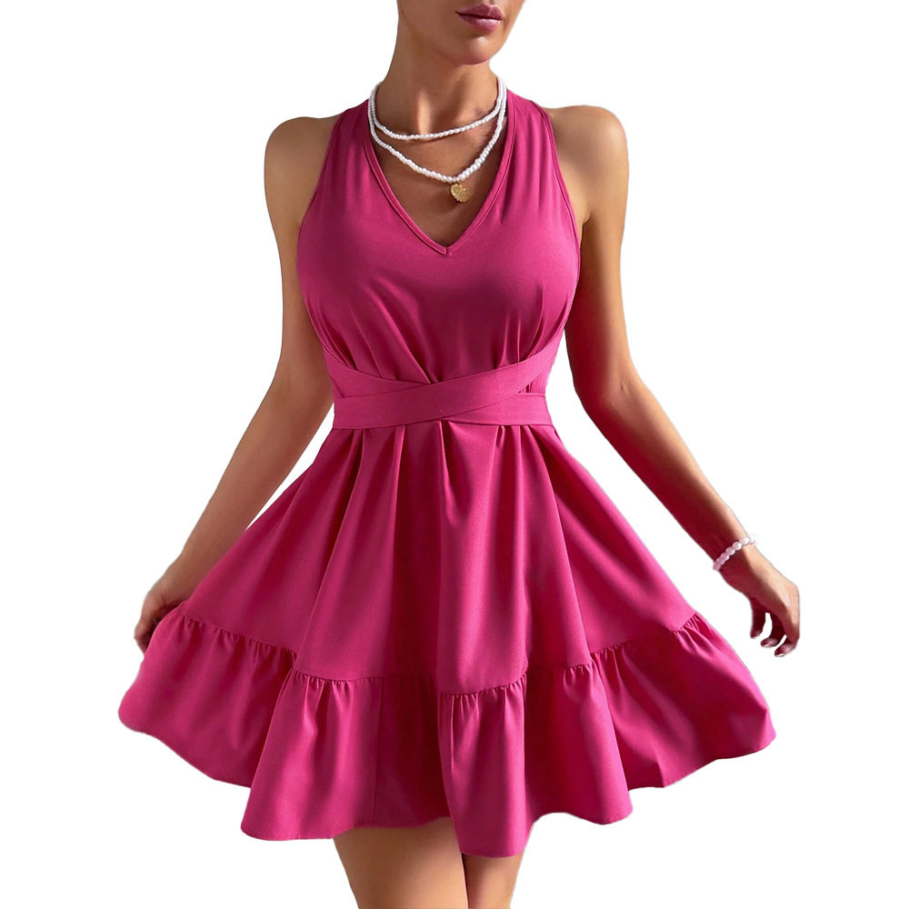 Backless A Line Mini Dress High Waist Halter Neck Summer Fashion Perfect for Parties and Night Out Wholesale