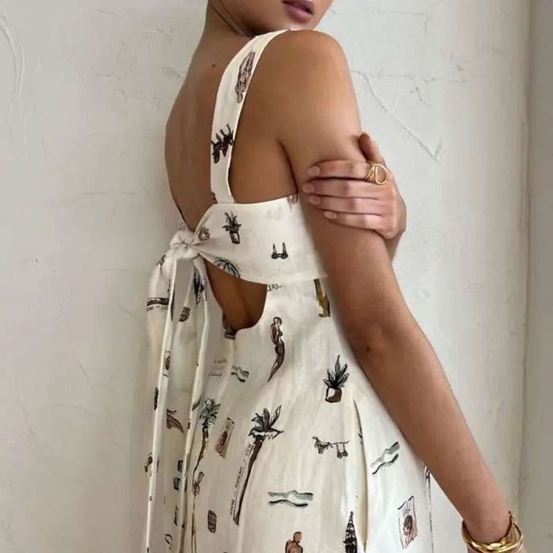 Spring Womens Dress Sleeveless Tie Back Floral Print Flared Hem Casual or Party Wear Wholesale Available