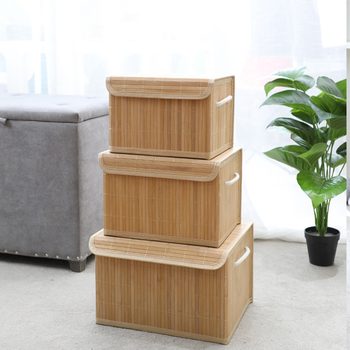 in stock bamboo with lid desktop cosmetics storage box snacks storage bamboo storage basket a generation of TEMU