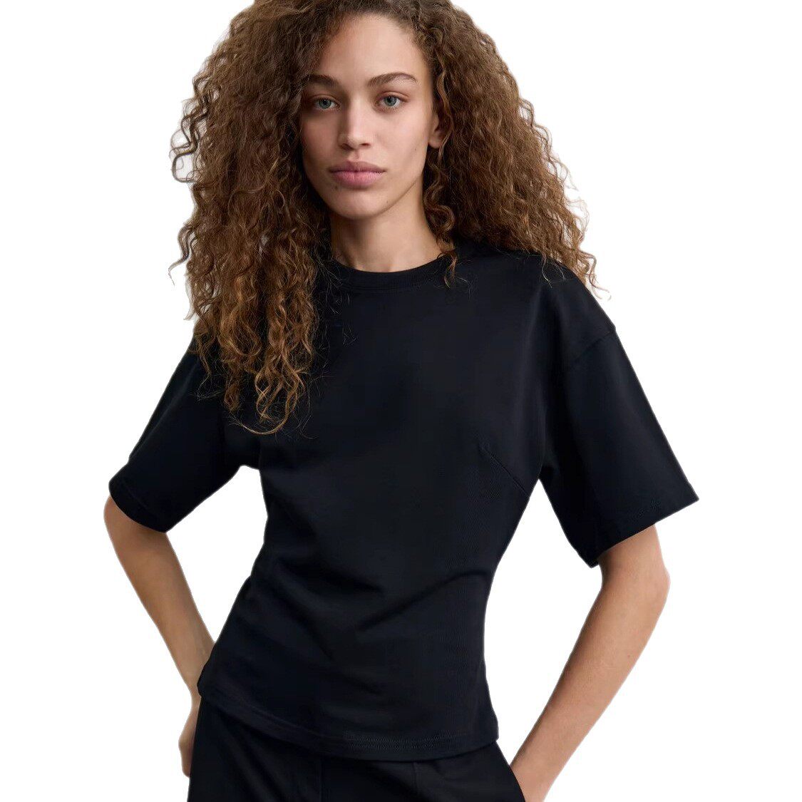 Womens Summer T Shirt Casual Loose Fit Waist Defining Design Round Neck 100 Cotton Versatile Everyday Wear