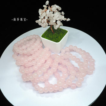 Wholesale Alternative to Natural Grapefruit Pink Quartz Bracelet Single Strand Glass Bead Bracelet Brazilian Pink Crystal