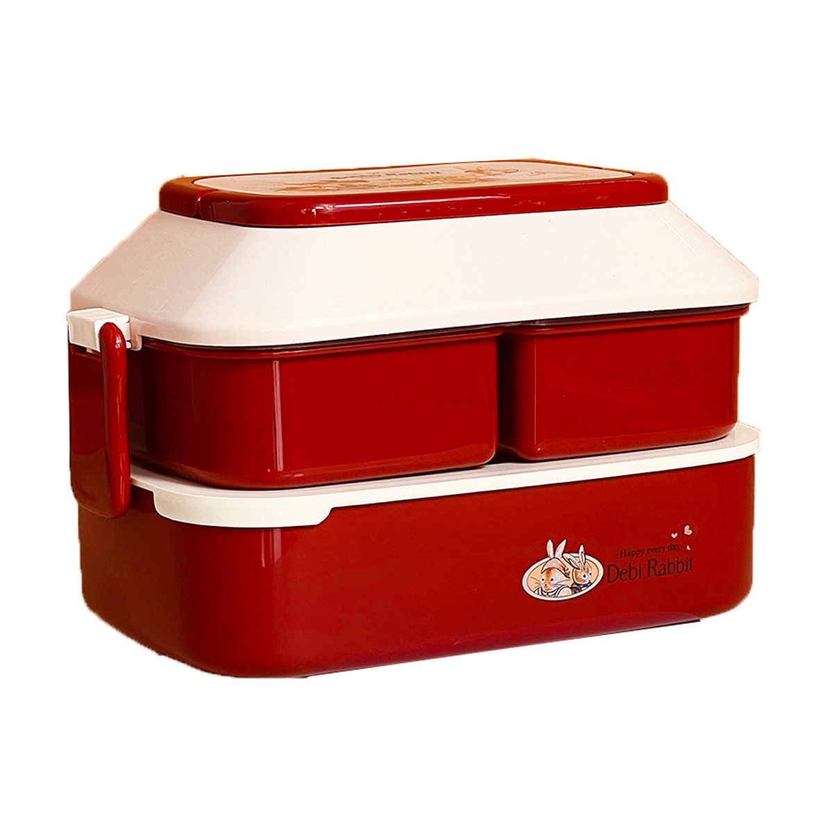 Japanese-style double-layer lunch box cute girl heart student lunch box office worker with lid microwave oven heating portable lunch box
