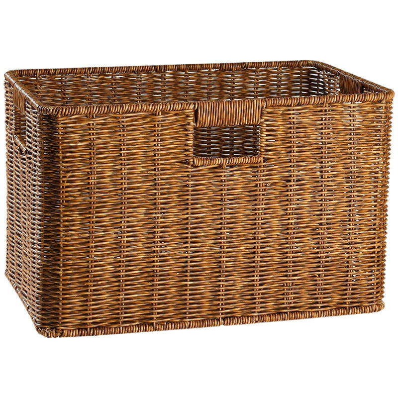 Clothes Household Imitation Basket Cabinet Coffee Table Rattan Basket Woven Storage Basket Snack Storage Box European Style Organization