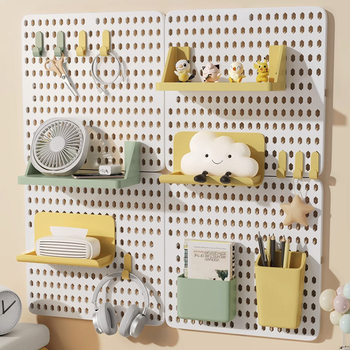 Dormitory Hole Board Storage Rack Punch-free Student Desk Hook Wall Storage Rack Desktop Finishing Accessories