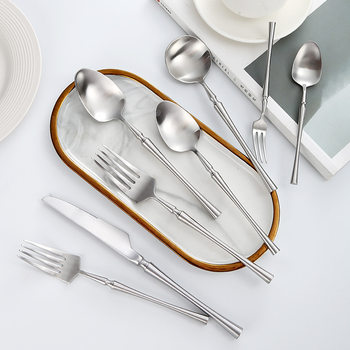 304 Stainless Steel Knife, Fork, and Spoon Set, Small Waist-Shaped Tableware, Restaurant Western-Style Tableware, Red Wine, Dessert, Matte, Simple Style, Western Style