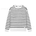 White [8182 round neck striped model]