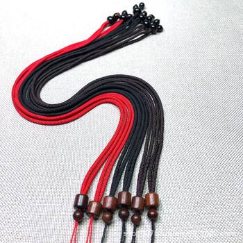 Adjustable Pendant Rope Necklace Rope Mahogany Barrel Bead Pendant Lanyard Pendant Rope Jade Beeswax Jade Pendant Rope