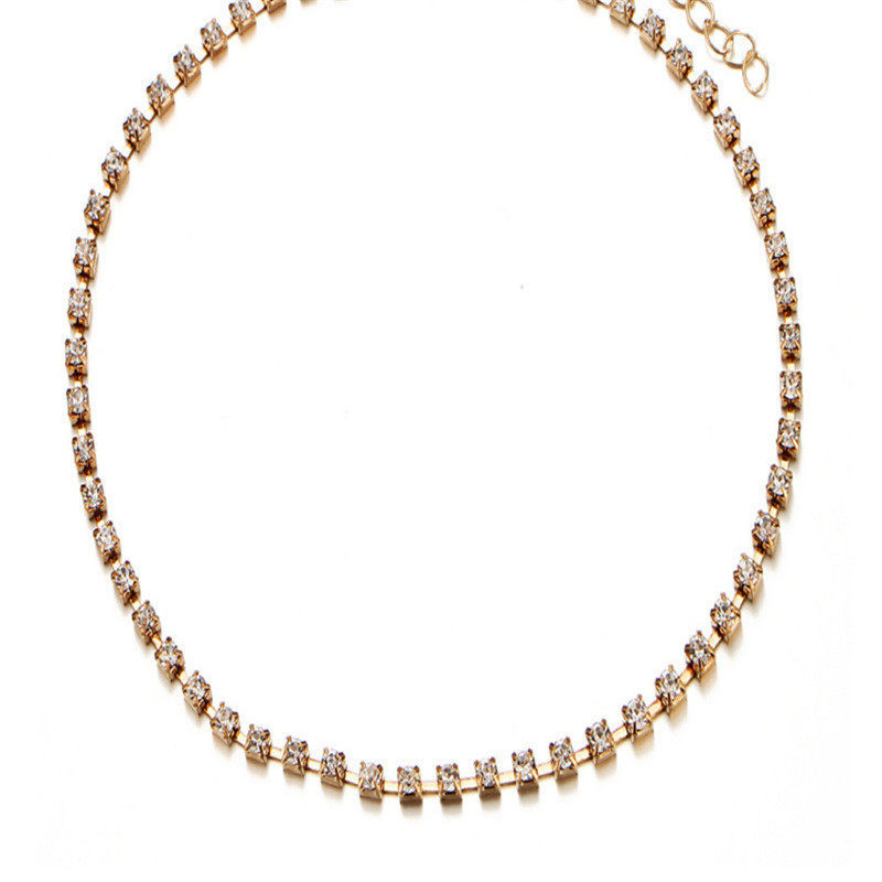 European and American Cross-Border Best-Selling Jewelry, Simple and Versatile Street Style Necklace for Women, Diamond-Encrusted Pendant, Elegant and Simple Clavicle Chain